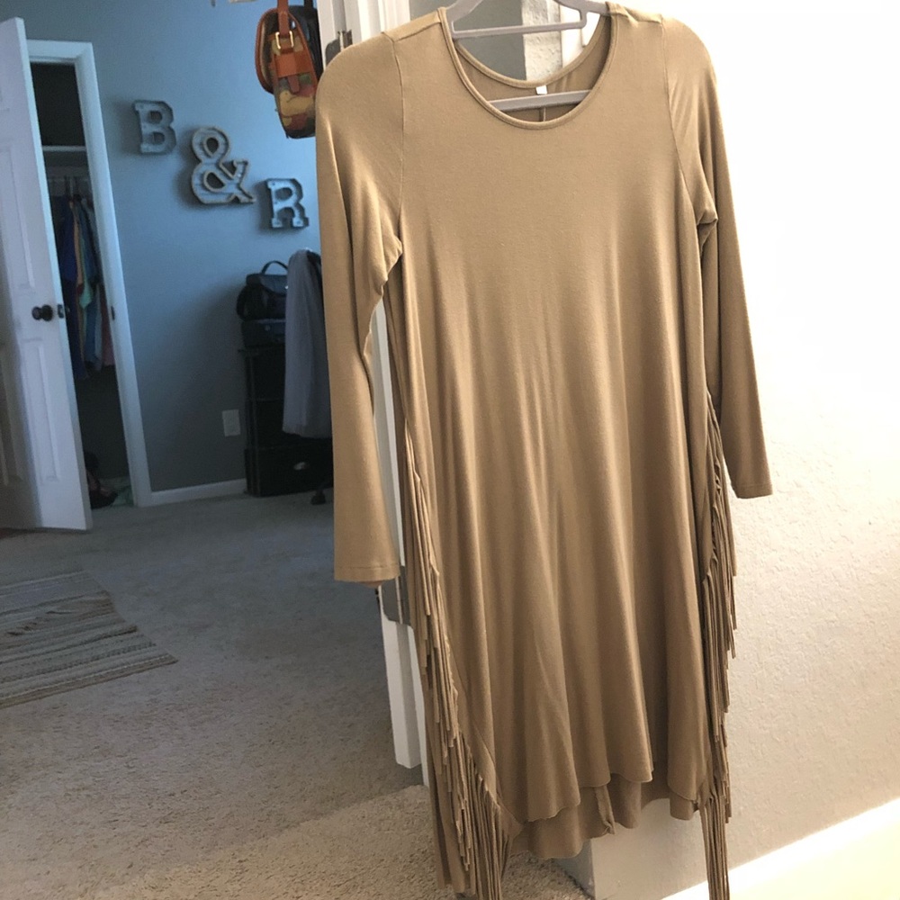 Fringe long sleeve dress